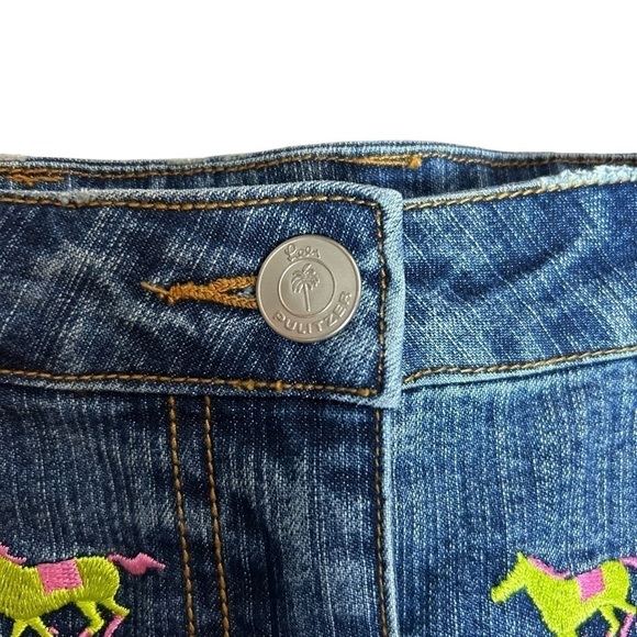Lily Pulitzer Denim Embroidered Multicolored Horse Skirt - Picture 2 of 11